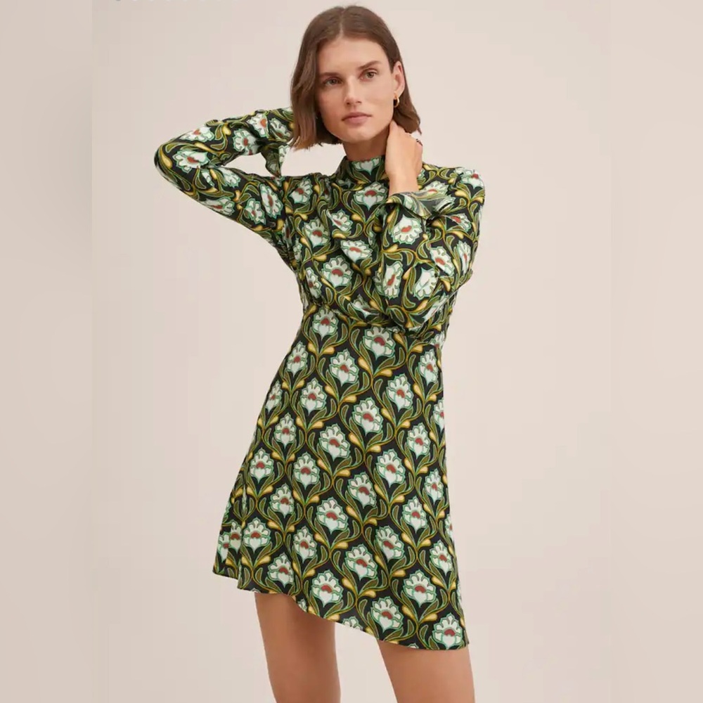Mango Green Pattern Dress